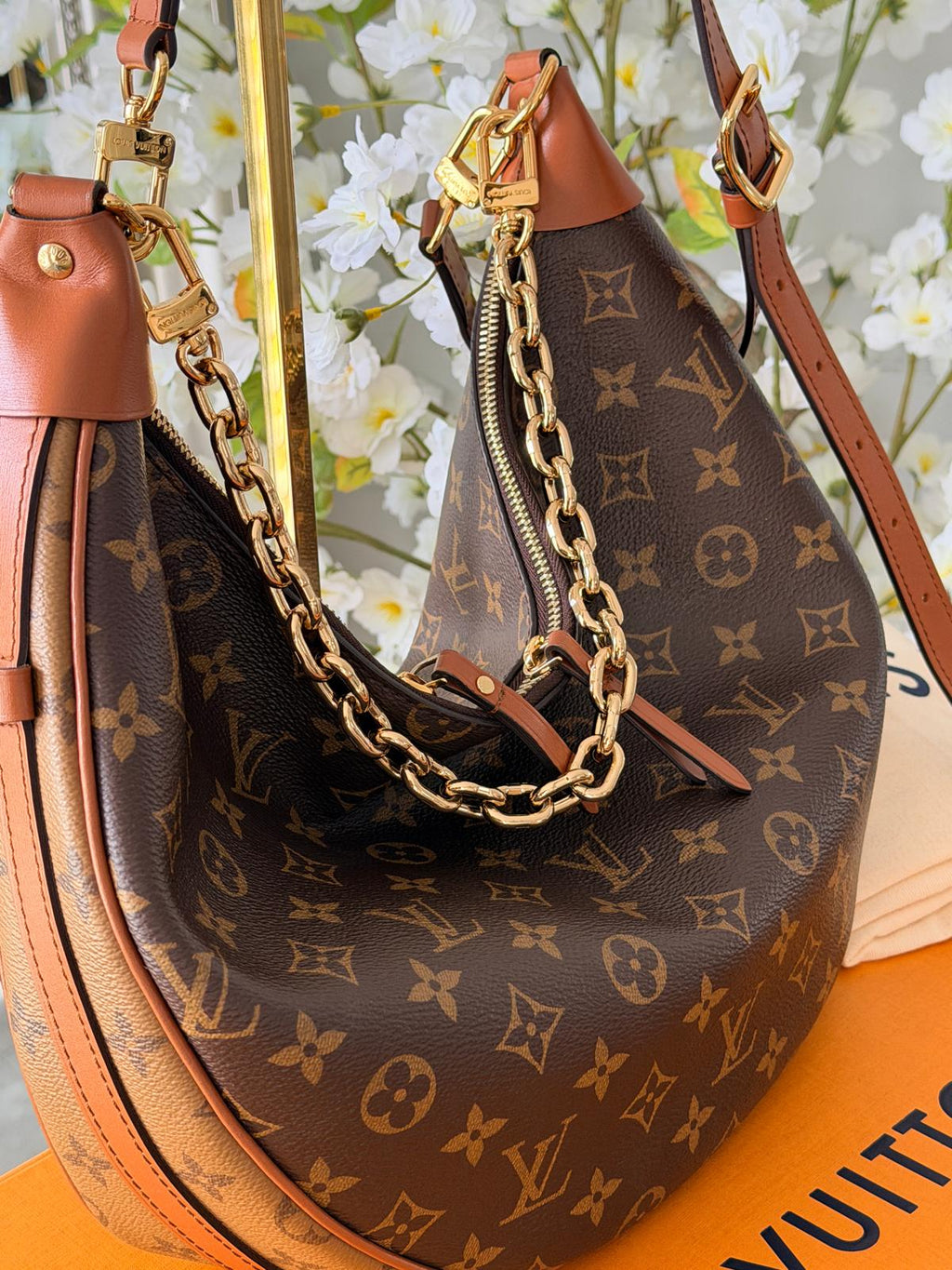 Louis Vuitton Loop Hobo Bag Monogram & Monogram Reverse with Gold Hardware