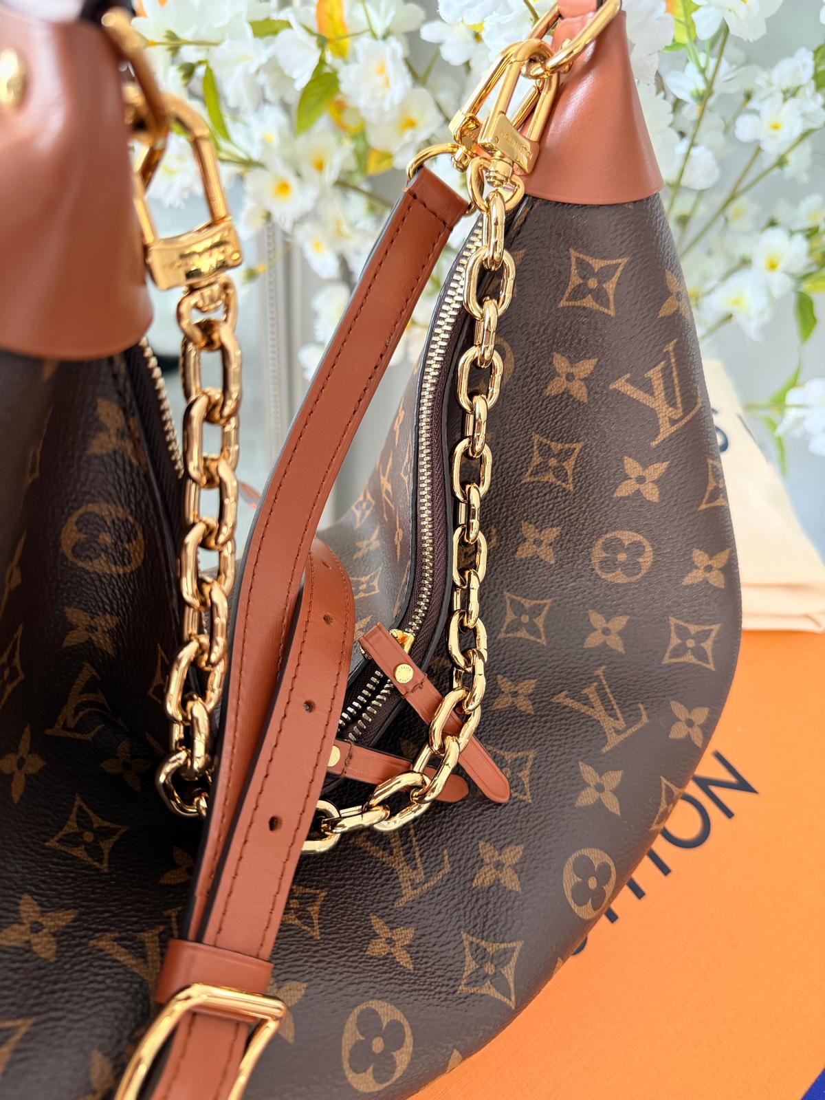 Louis Vuitton Loop Hobo Bag Monogram & Monogram Reverse with Gold Hardware