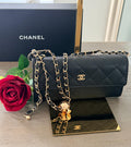 Chanel Gusset Long Wallet Black Caviar Leather with Gold Hardware