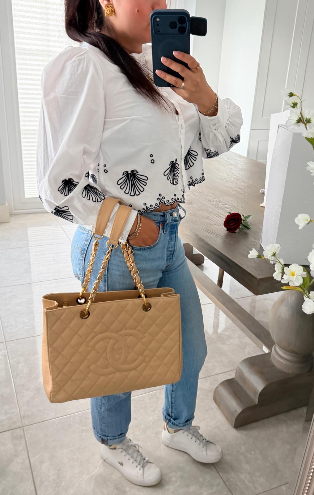 Chanel GST Beige Caviar Leather with Gold Hardware