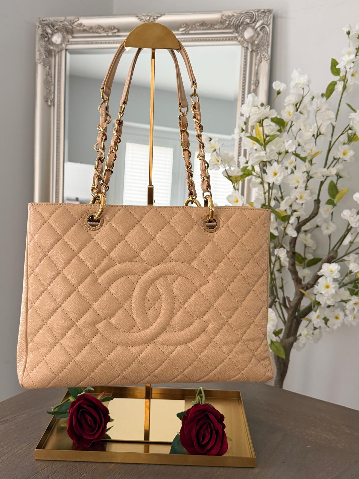 Chanel GST Beige Caviar Leather with Gold Hardware