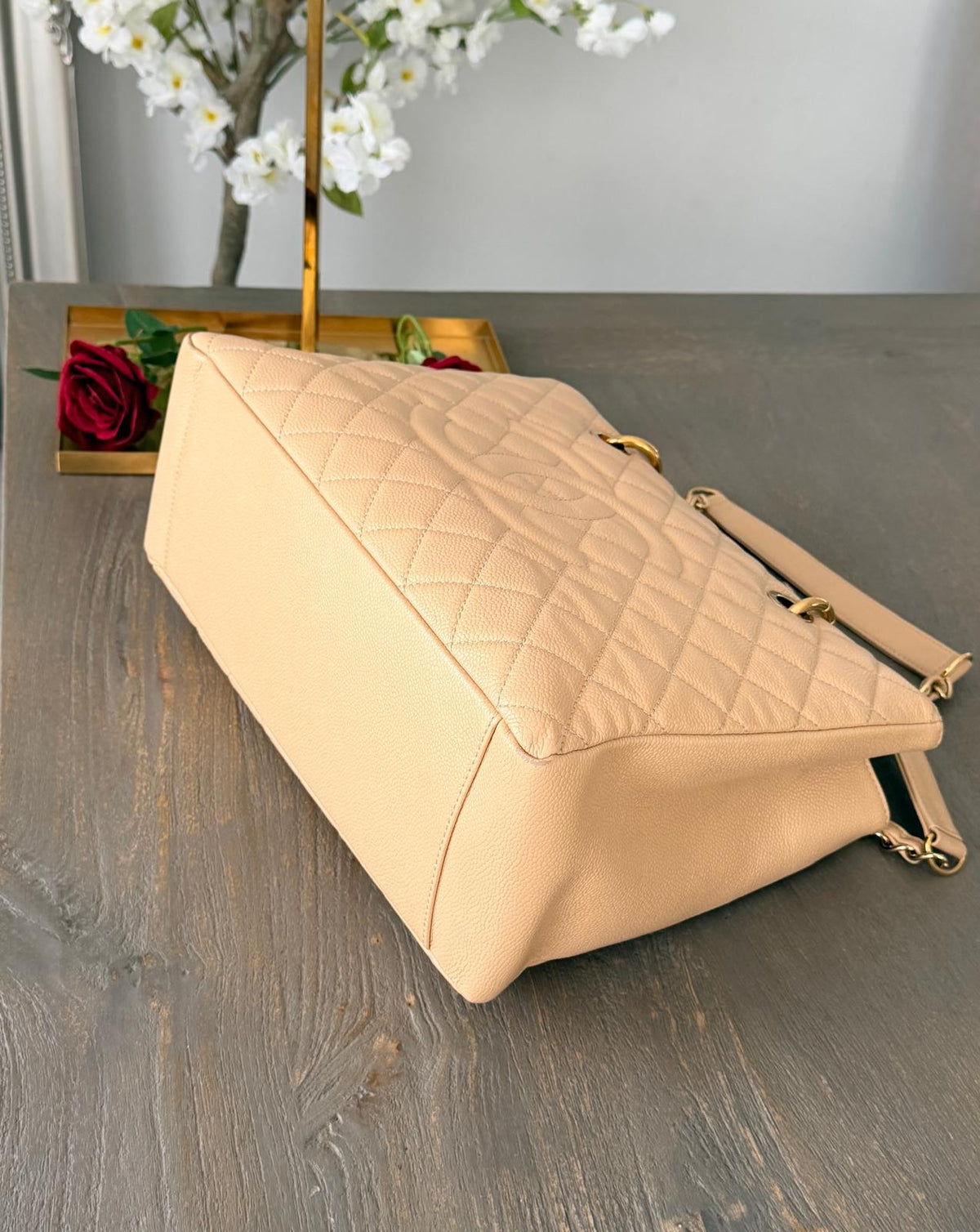 Chanel GST Beige Caviar Leather with Gold Hardware