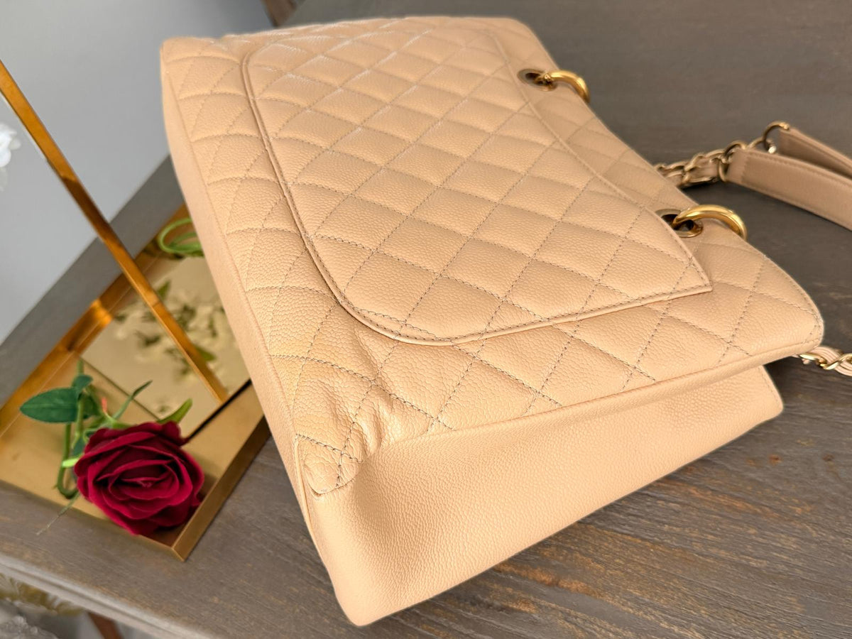 Chanel GST Beige Caviar Leather with Gold Hardware