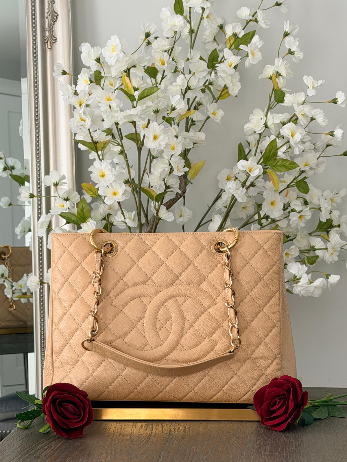 Chanel GST Beige Caviar Leather with Gold Hardware