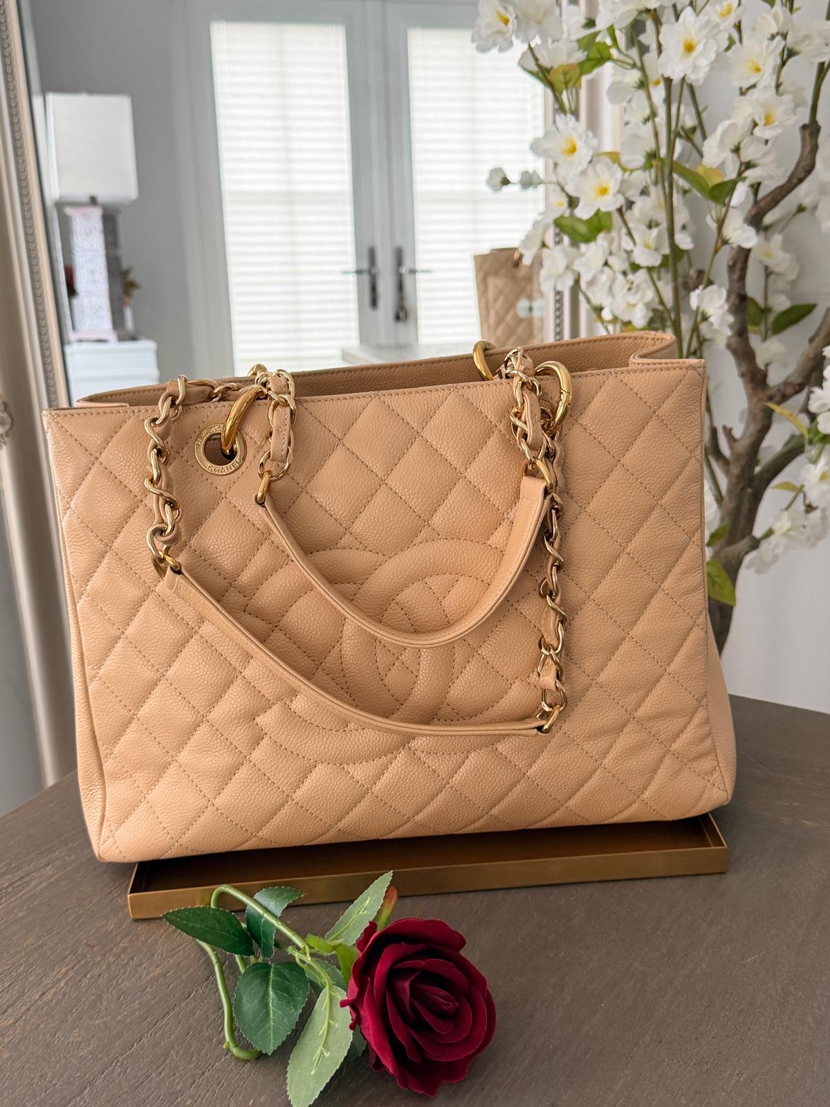 Chanel GST Beige Caviar Leather with Gold Hardware