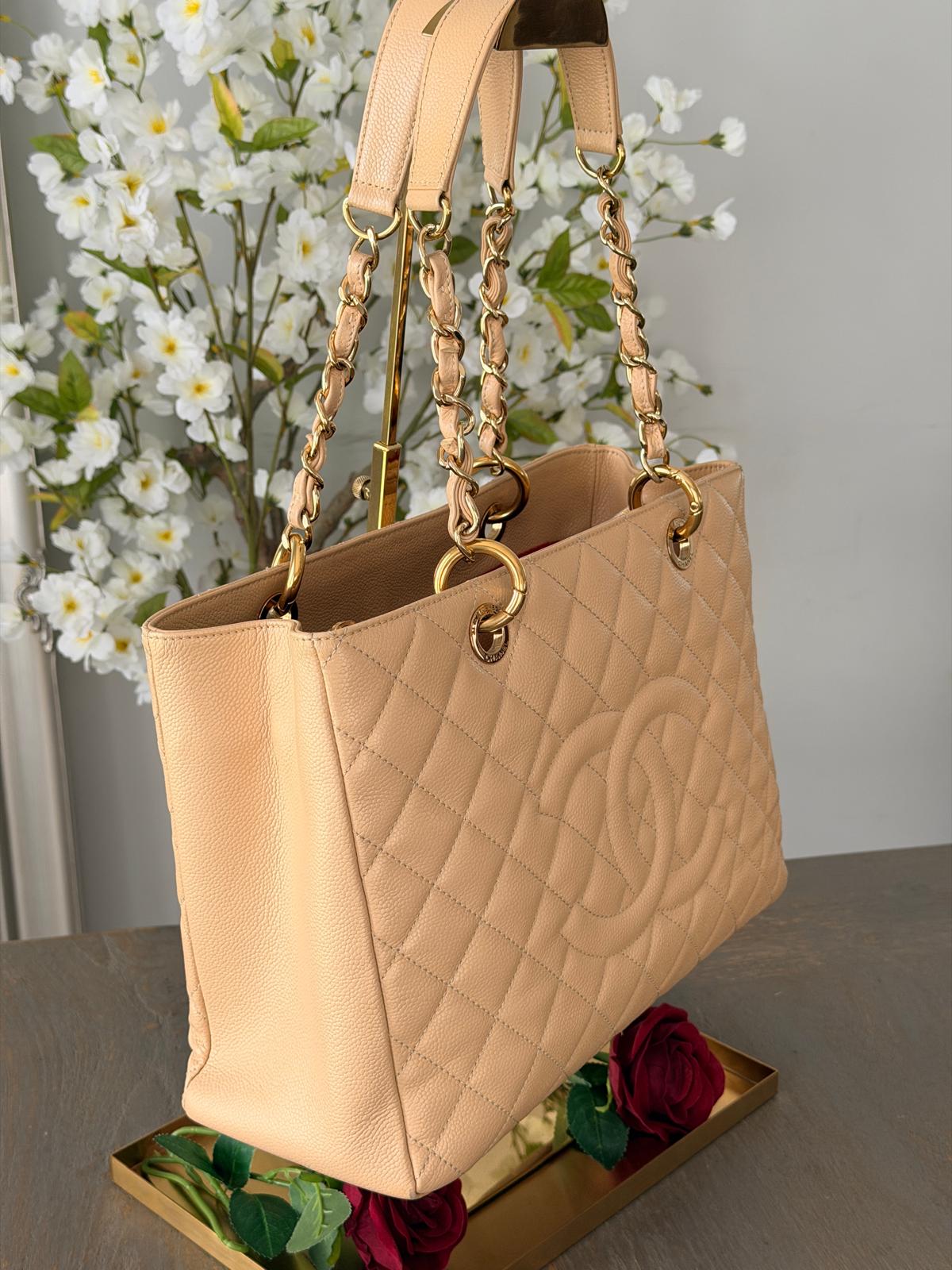 Chanel GST Beige Caviar Leather with Gold Hardware