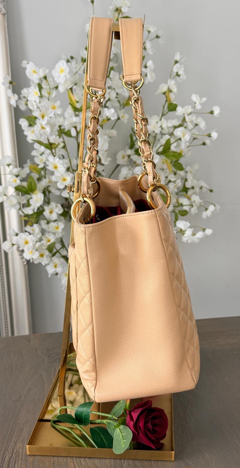 Chanel GST Beige Caviar Leather with Gold Hardware