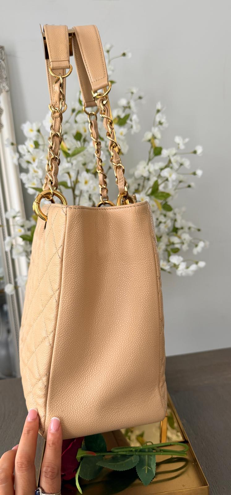 Chanel GST Beige Caviar Leather with Gold Hardware