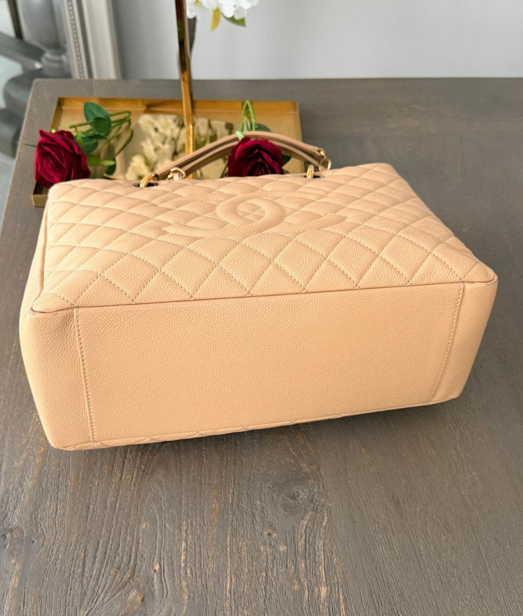 Chanel GST Beige Caviar Leather with Gold Hardware