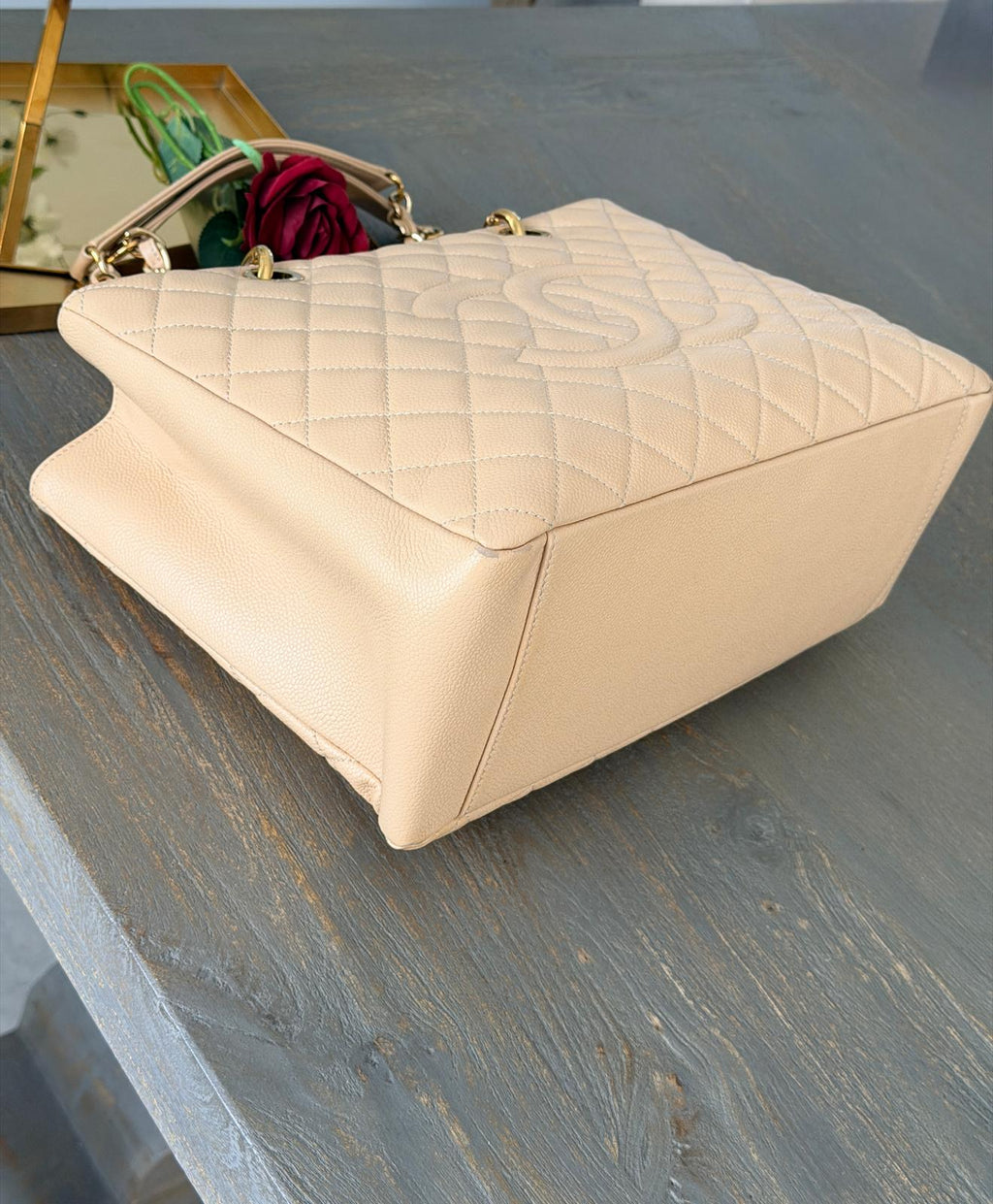 Chanel GST Beige Caviar Leather with Gold Hardware