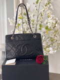 Chanel Medium Tote Bag Black Caviar Leather with Silver Hardware