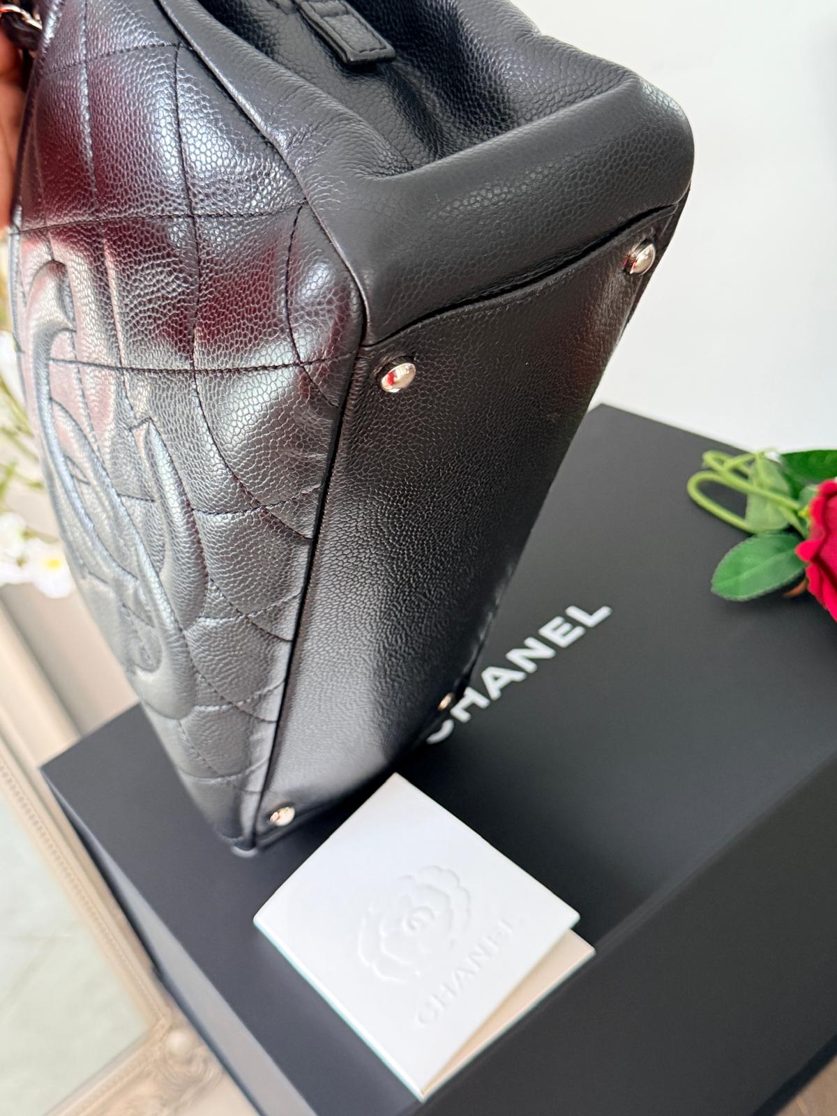 Chanel Medium Tote Bag Black Caviar Leather with Silver Hardware