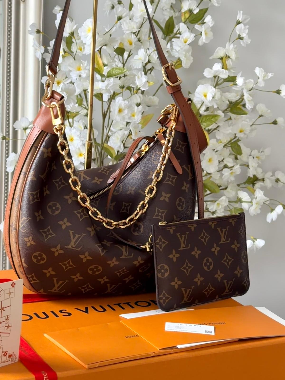 Louis Vuitton Loop Hobo Bag Monogram & Monogram Reverse with Gold Hardware