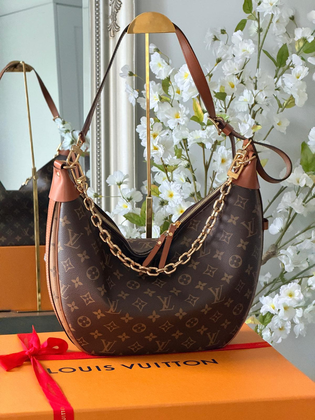 Louis Vuitton Loop Hobo Bag Monogram & Monogram Reverse with Gold Hardware