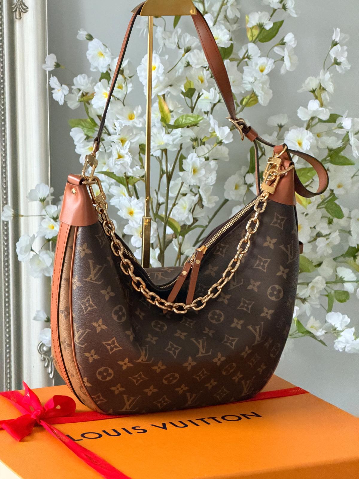 Louis Vuitton Loop Hobo Bag Monogram & Monogram Reverse with Gold Hardware