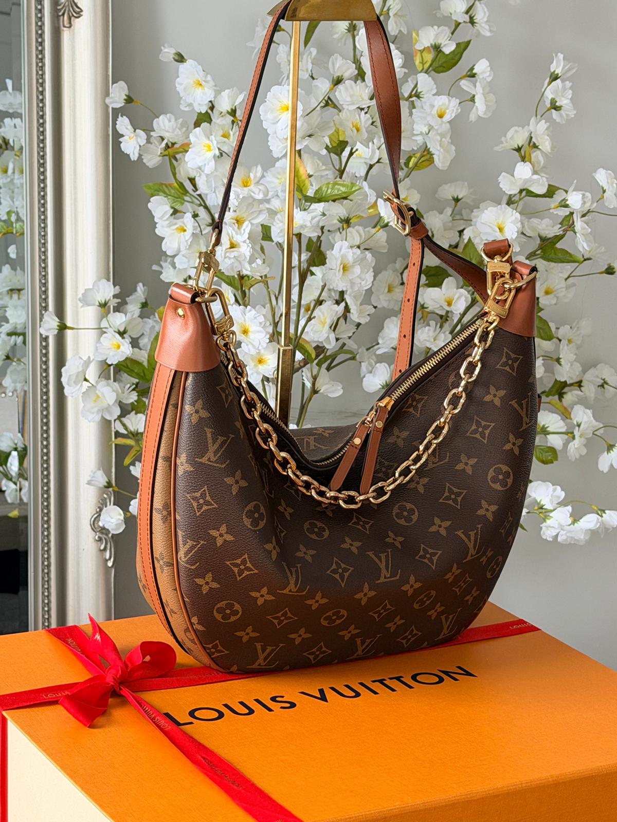 Louis Vuitton Loop Hobo Bag Monogram & Monogram Reverse with Gold Hardware