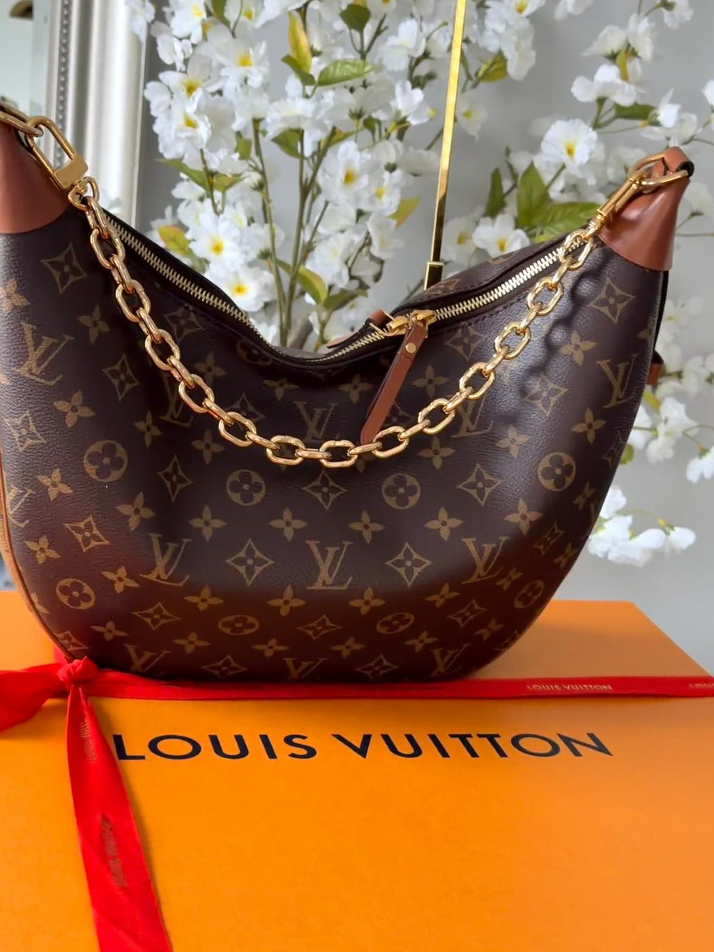 Louis Vuitton Loop Hobo Bag Monogram & Monogram Reverse with Gold Hardware