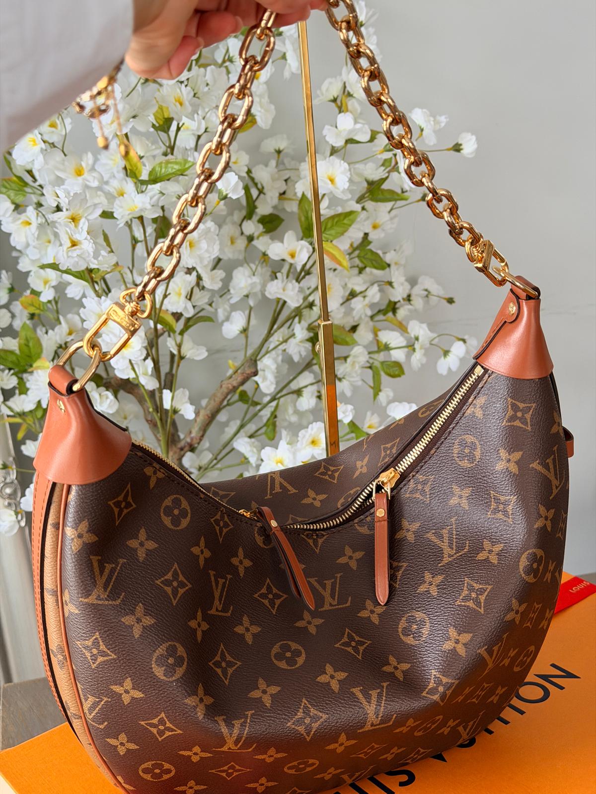 Louis Vuitton Loop Hobo Bag Monogram & Monogram Reverse with Gold Hardware