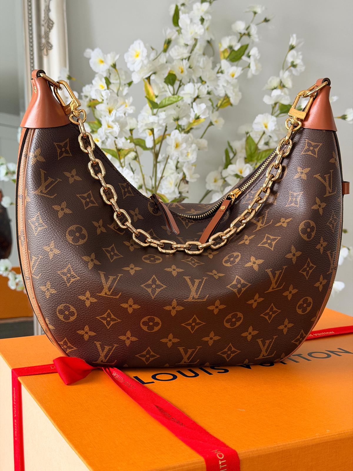 Louis Vuitton Loop Hobo Bag Monogram & Monogram Reverse with Gold Hardware