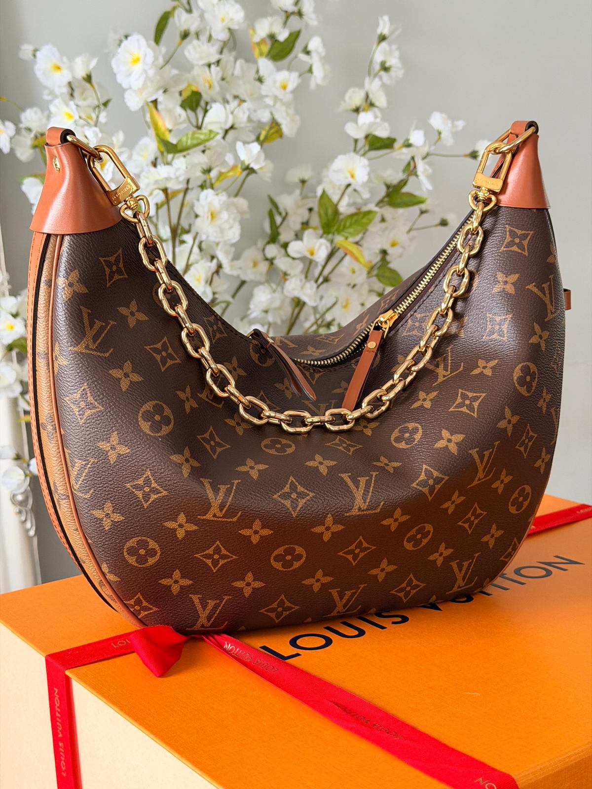 Louis Vuitton Loop Hobo Bag Monogram & Monogram Reverse with Gold Hardware