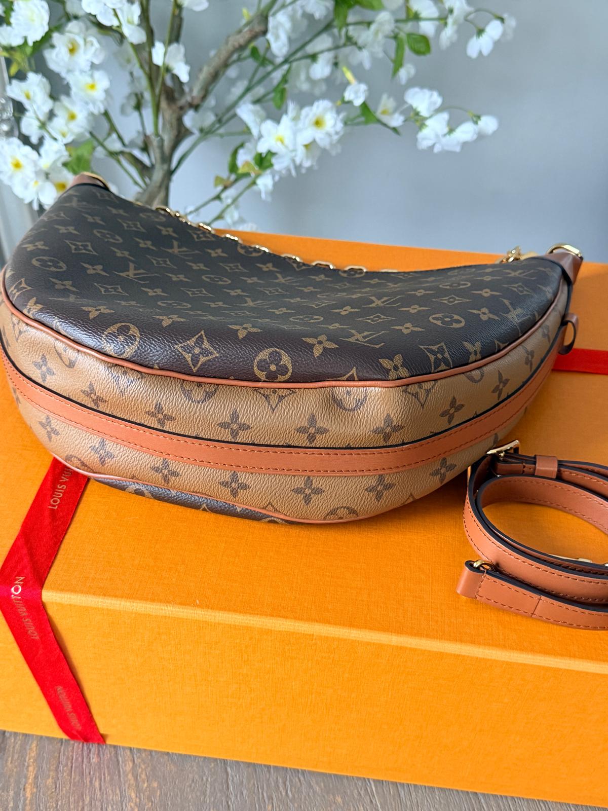 Louis Vuitton Loop Hobo Bag Monogram & Monogram Reverse with Gold Hardware