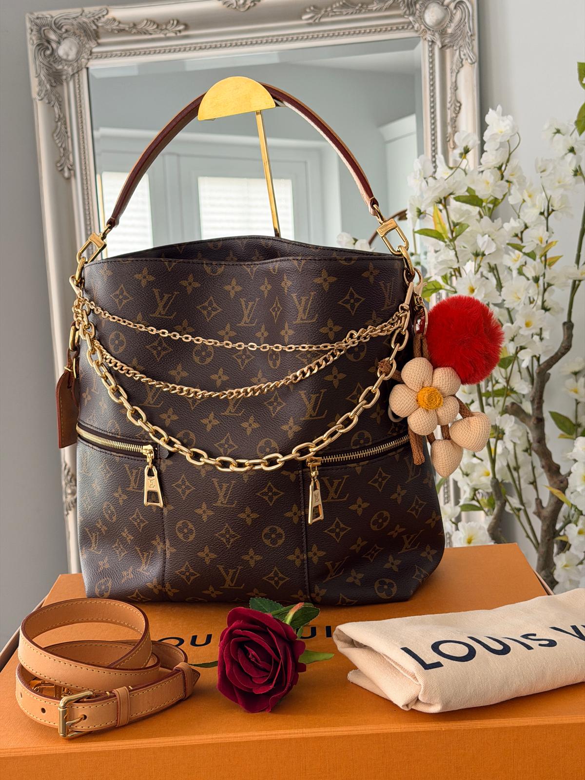 Louis Vuitton Mélie Tote Shoulder Bag Brown Canvas & Vachetta Leather Gold Hardware