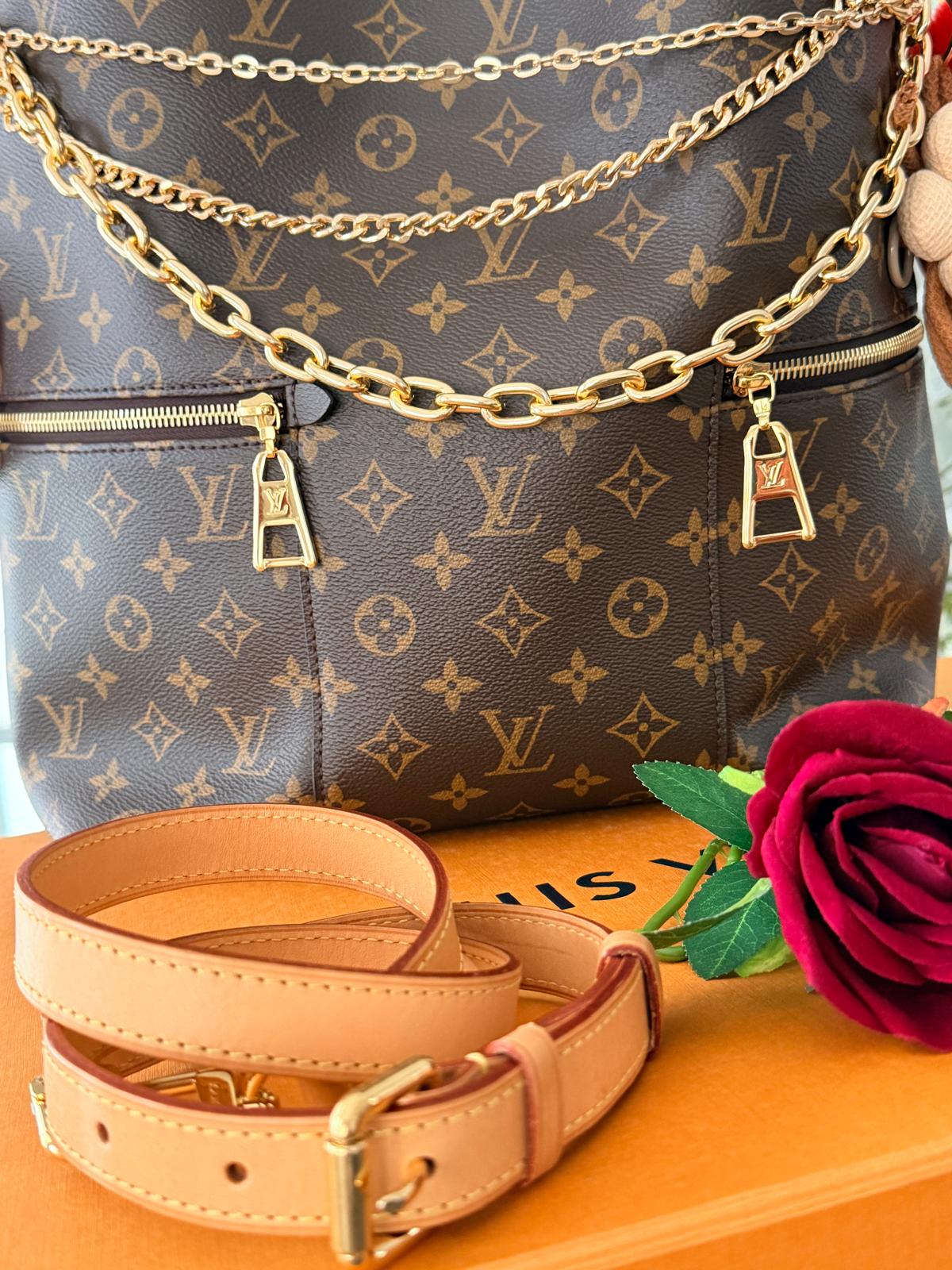 Louis Vuitton Mélie Tote Shoulder Bag Brown Canvas & Vachetta Leather Gold Hardware