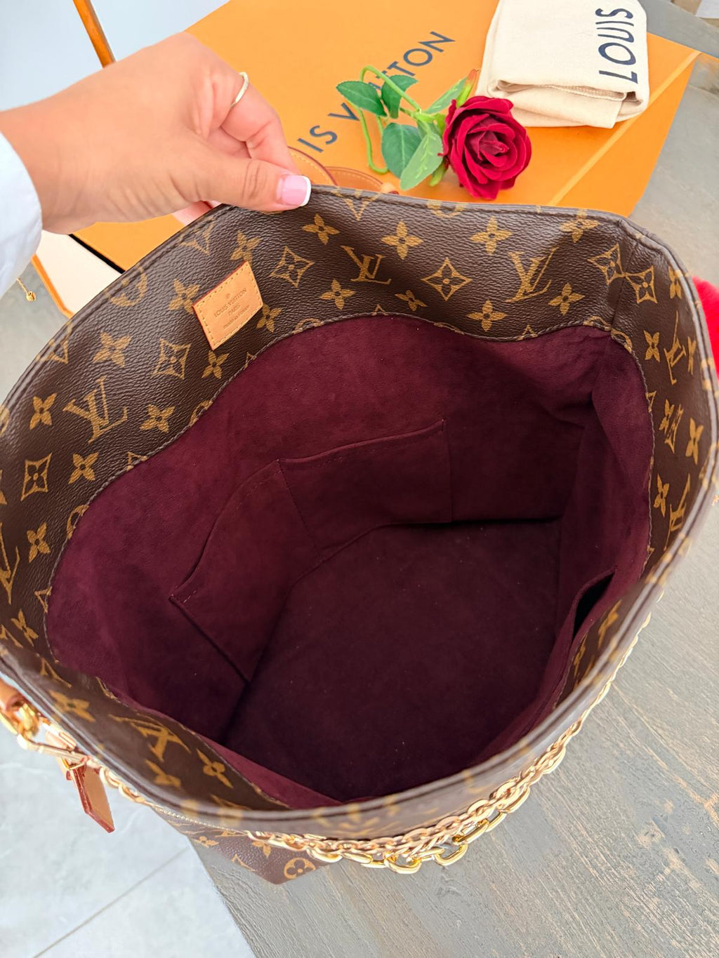 Louis Vuitton Mélie Tote Shoulder Bag Brown Canvas & Vachetta Leather Gold Hardware
