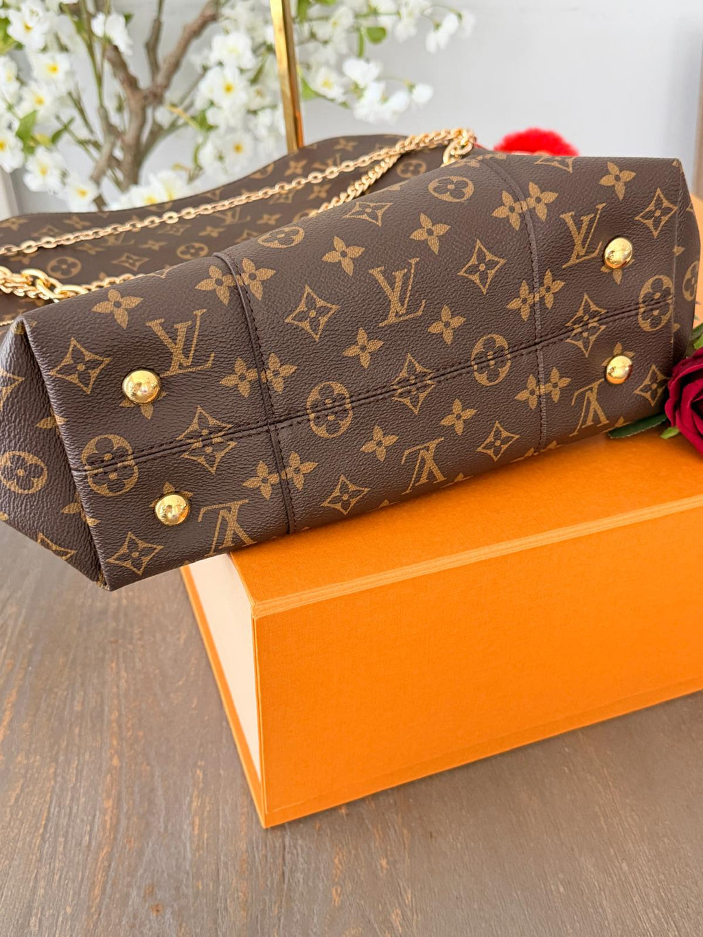Louis Vuitton Mélie Tote Shoulder Bag Brown Canvas & Vachetta Leather Gold Hardware