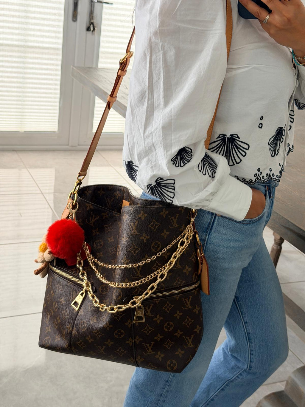 Louis Vuitton Mélie Tote Shoulder Bag Brown Canvas & Vachetta Leather Gold Hardware