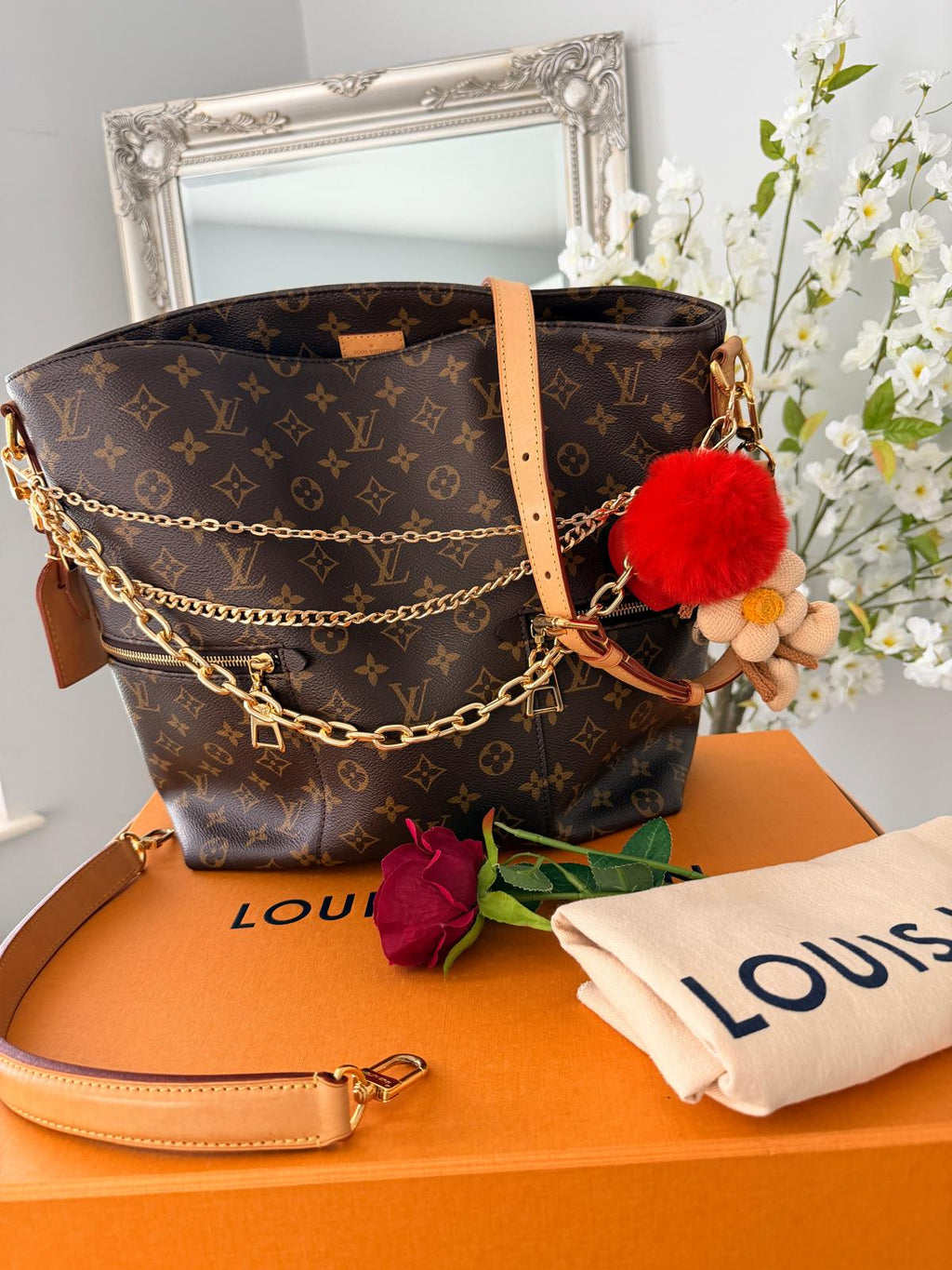 Louis Vuitton Mélie Tote Shoulder Bag Brown Canvas & Vachetta Leather Gold Hardware