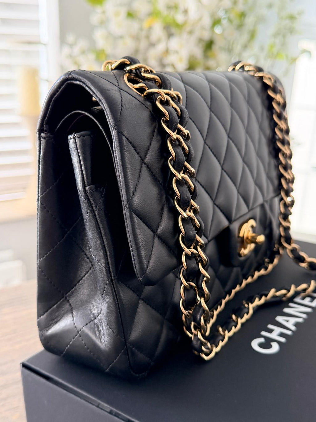Chanel Timeless Classic Medium Bag Double Flap Lambskin Leather Gold Hardware