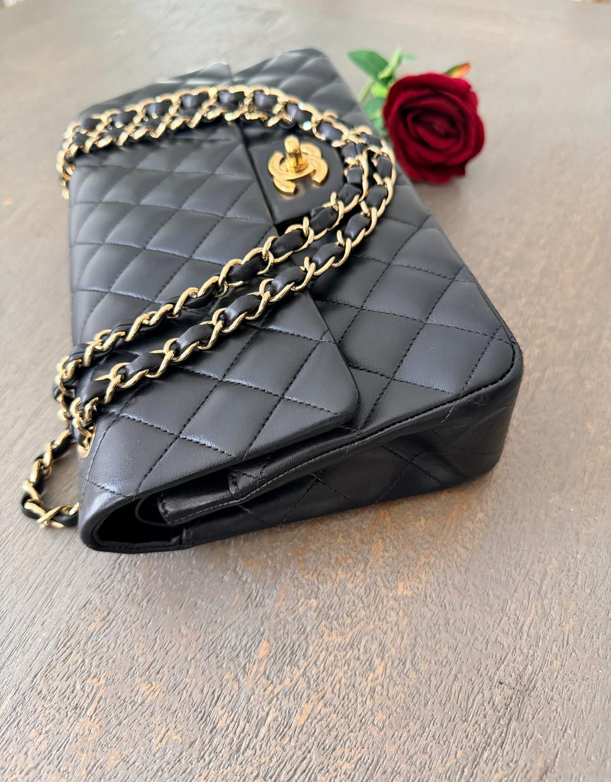 Chanel Timeless Classic Medium Bag Double Flap Lambskin Leather Gold Hardware