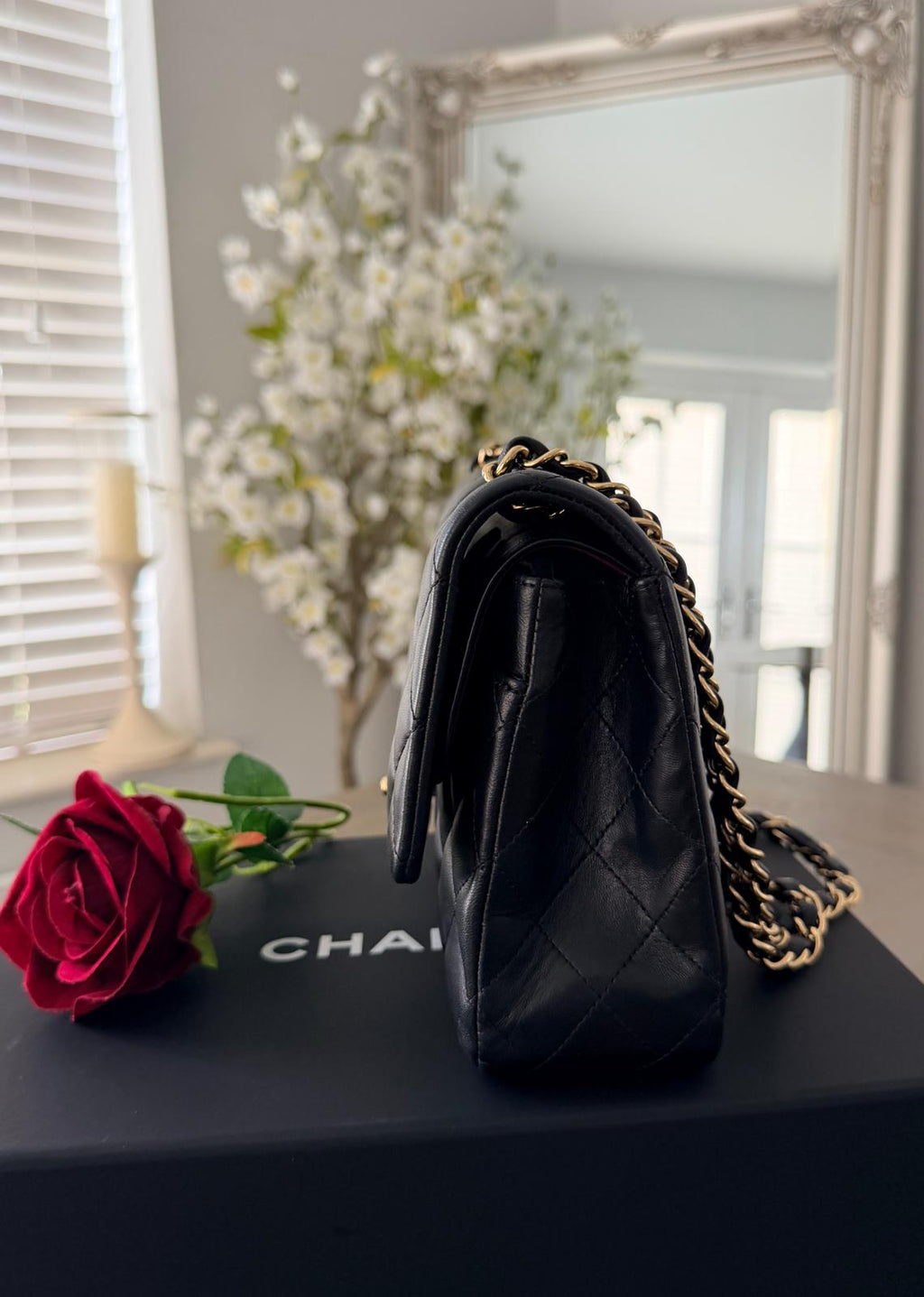 Chanel Timeless Classic Medium Bag Double Flap Lambskin Leather Gold Hardware