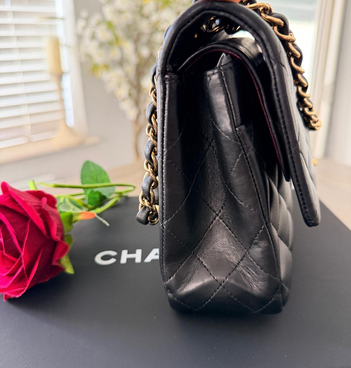 Chanel Timeless Classic Medium Bag Double Flap Lambskin Leather Gold Hardware