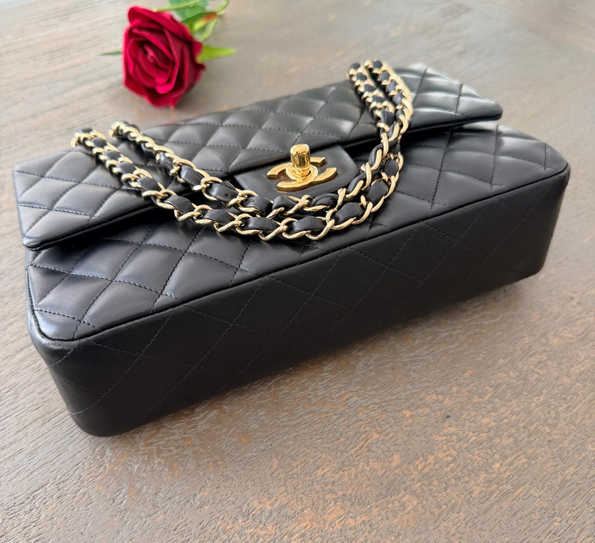 Chanel Timeless Classic Medium Bag Double Flap Lambskin Leather Gold Hardware