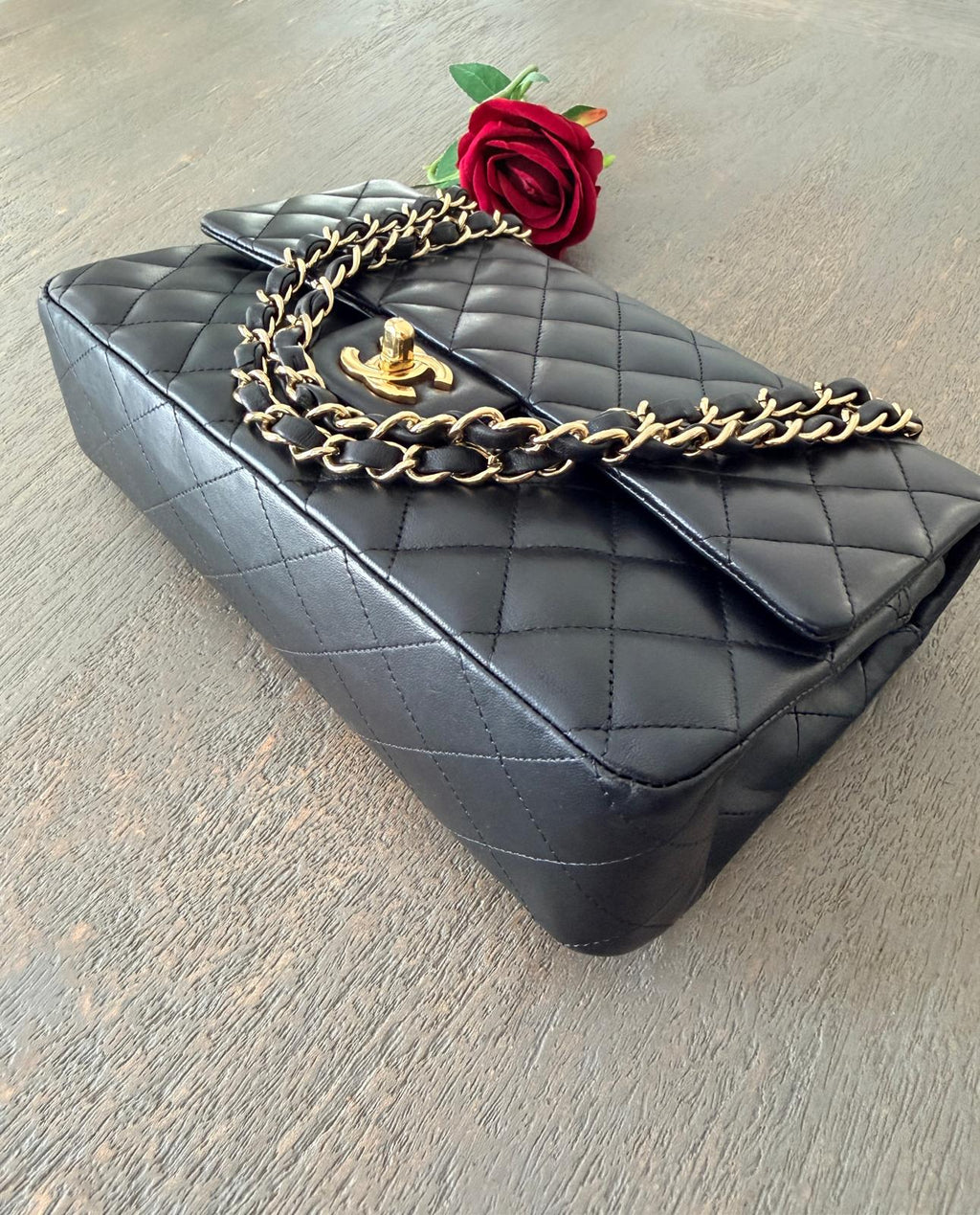 Chanel Timeless Classic Medium Bag Double Flap Lambskin Leather Gold Hardware