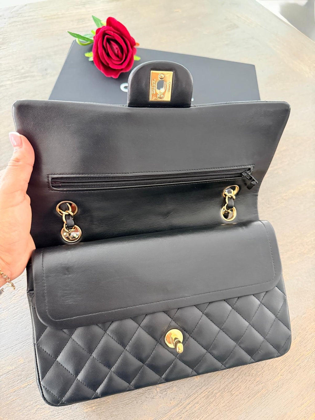 Chanel Timeless Classic Medium Bag Double Flap Lambskin Leather Gold Hardware