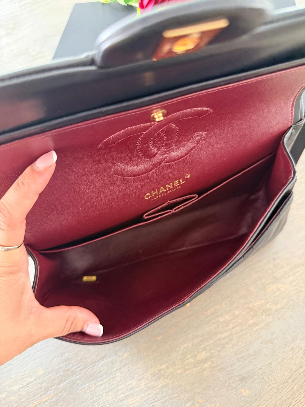 Chanel Timeless Classic Medium Bag Double Flap Lambskin Leather Gold Hardware