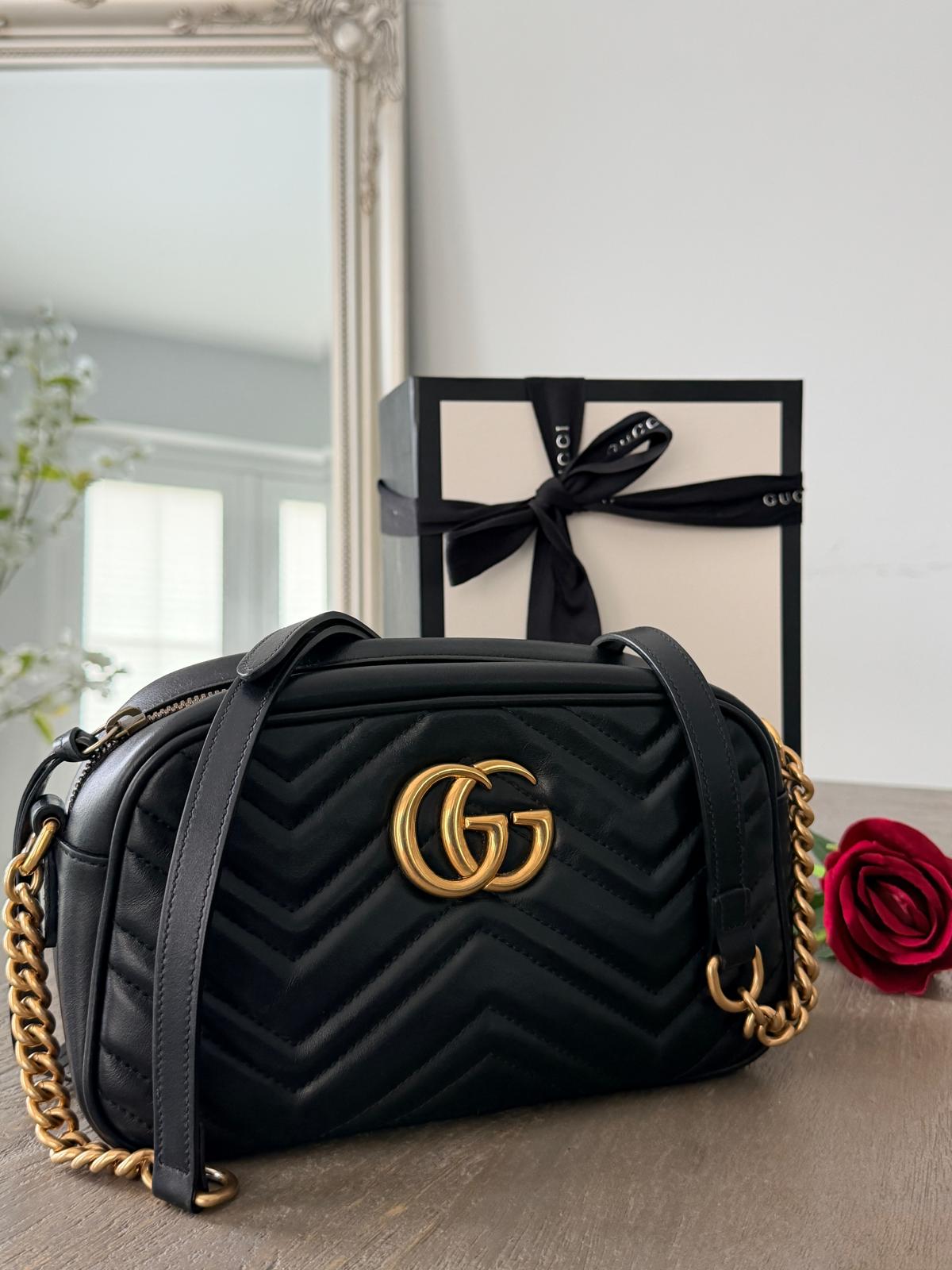 Gucci GG Marmont Small Shoulder Bag Aged Gold Hardware