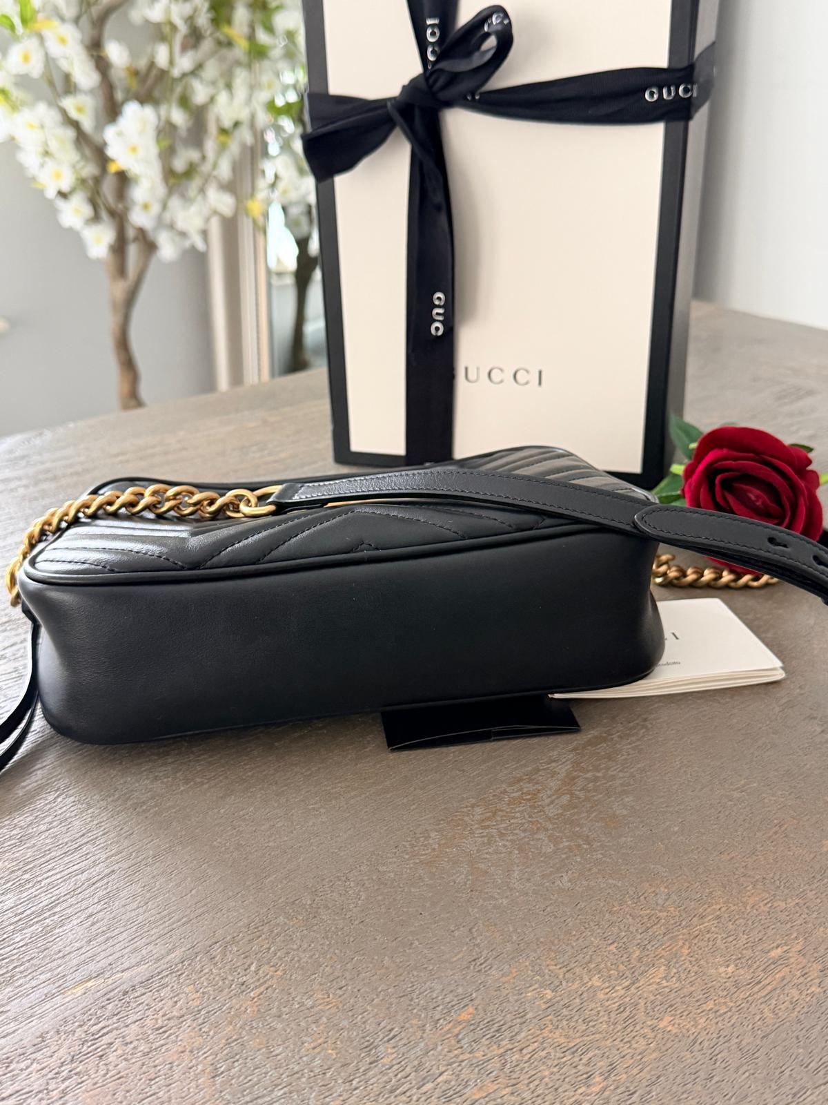 Gucci GG Marmont Small Shoulder Bag Aged Gold Hardware