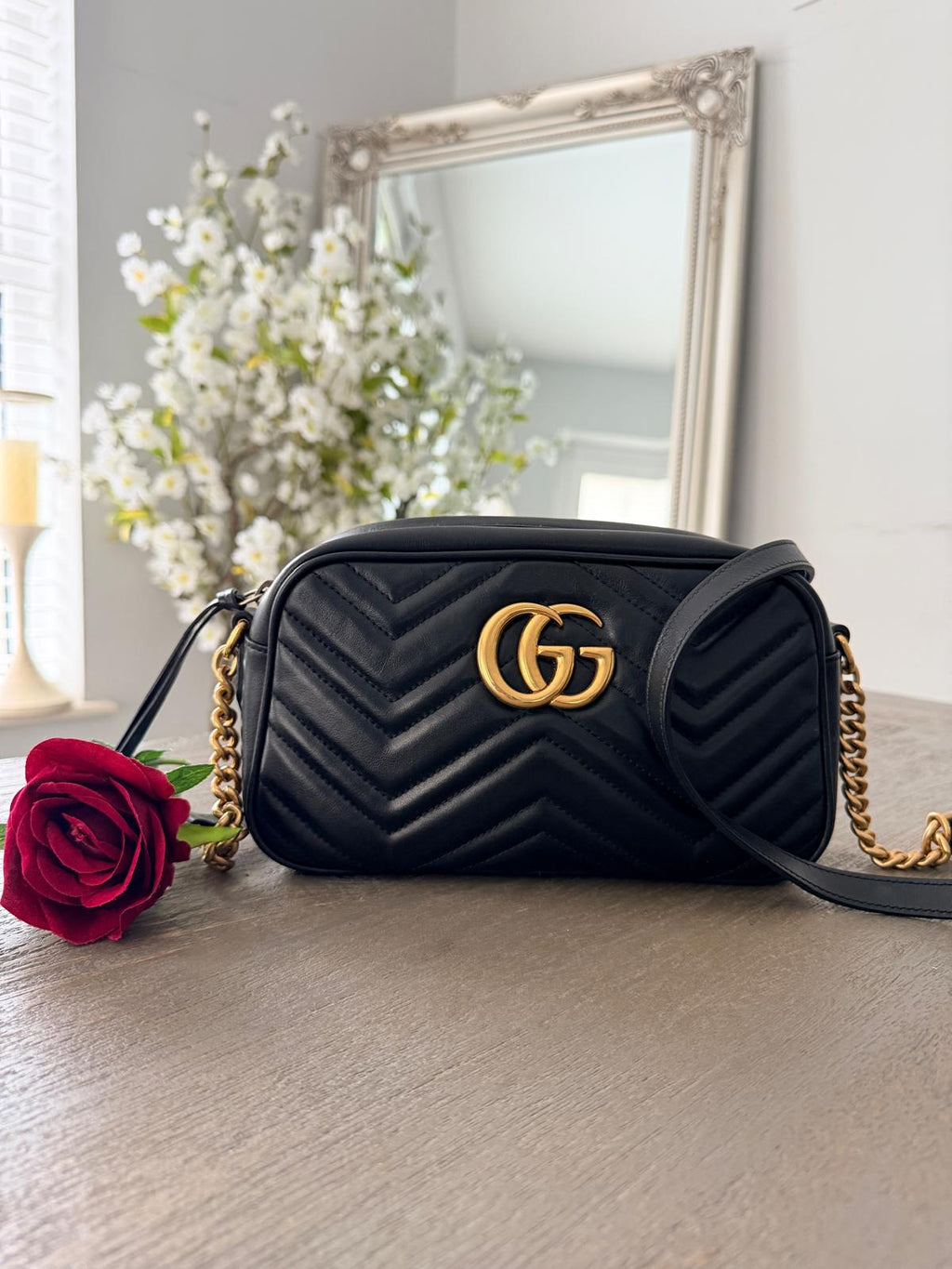 Gucci GG Marmont Small Shoulder Bag Aged Gold Hardware
