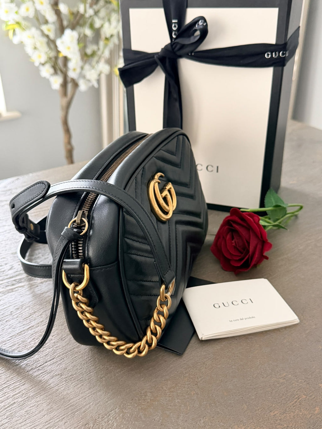 Gucci GG Marmont Small Shoulder Bag Aged Gold Hardware