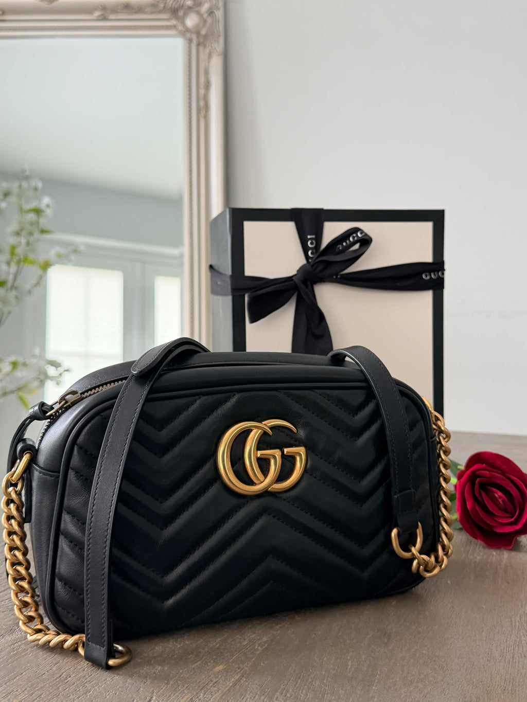 Gucci GG Marmont Small Shoulder Bag Aged Gold Hardware