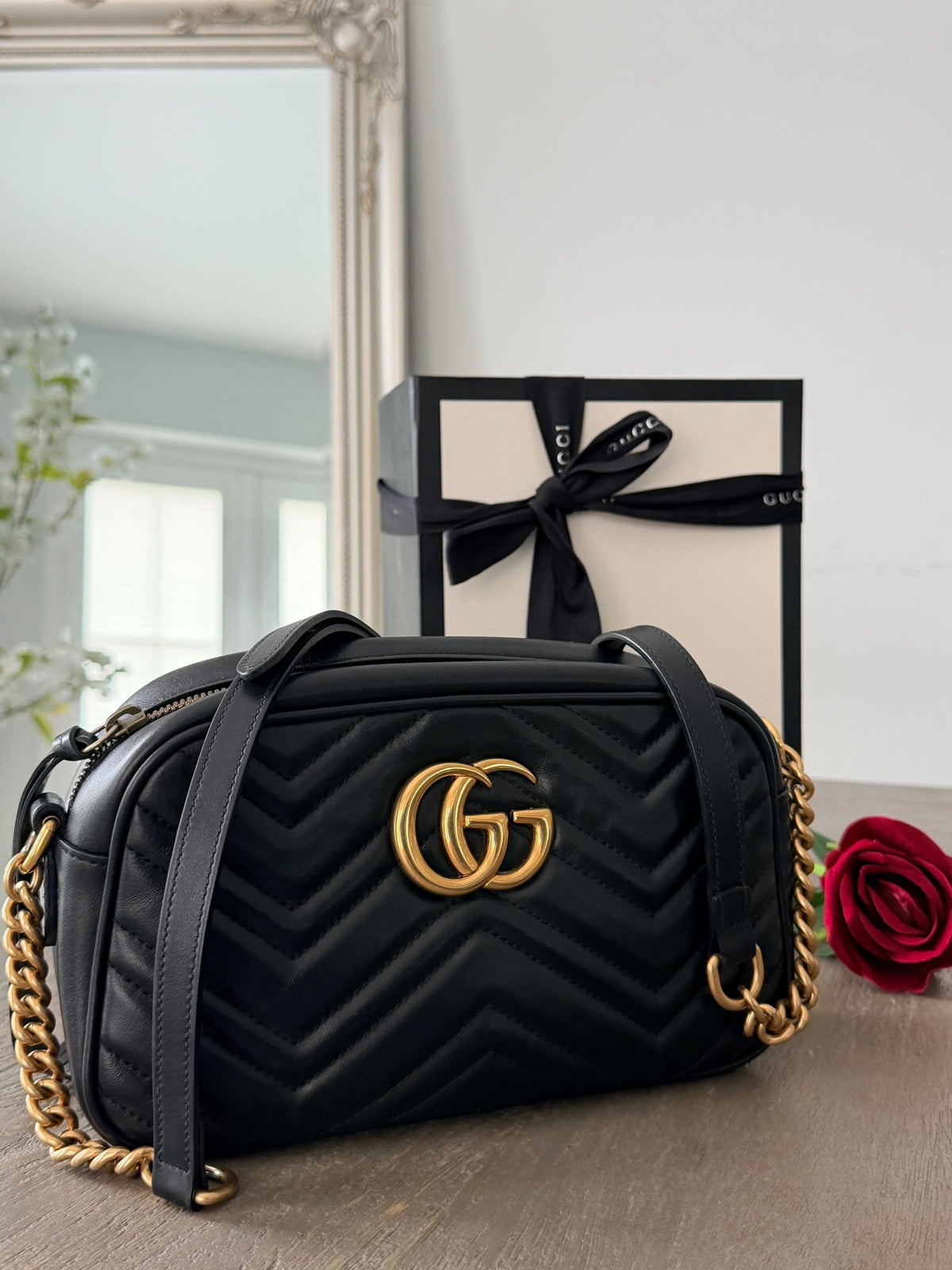 Gucci GG Marmont Small Shoulder Bag Aged Gold Hardware