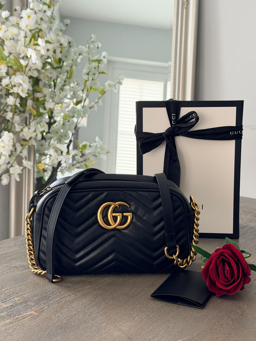Gucci GG Marmont Small Shoulder Bag Aged Gold Hardware