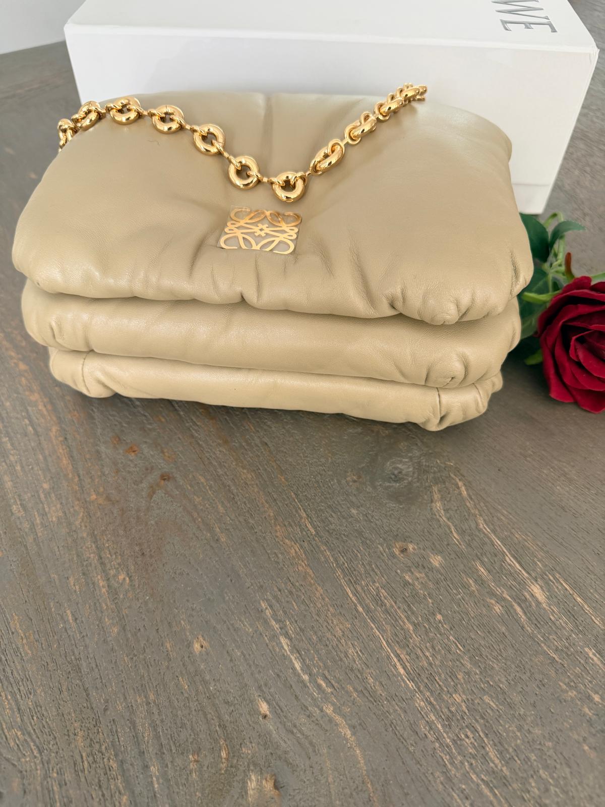 Loewe Goya Puffer Bag Clay Green Leather and Gold Hardware