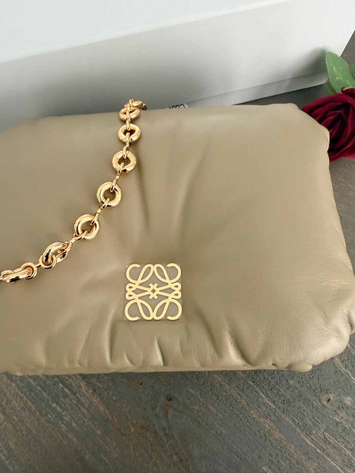Loewe Goya Puffer Bag Clay Green Leather and Gold Hardware