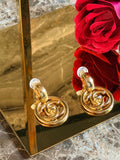 Chanel Vintage XL CC Circle Gold Drop Earrings