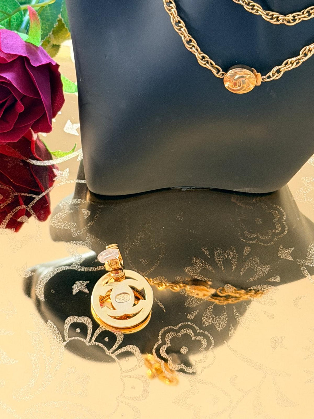 Chanel Vintage XL CC Circle Gold Drop Earrings